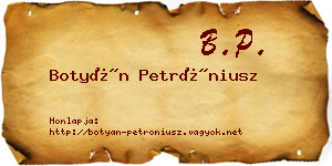 Botyán Petróniusz névjegykártya